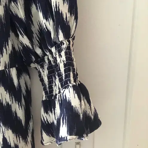 Tuckernuck Pomander Place Kenzo Dress in Navy Blue and White Ikat Size XXL
