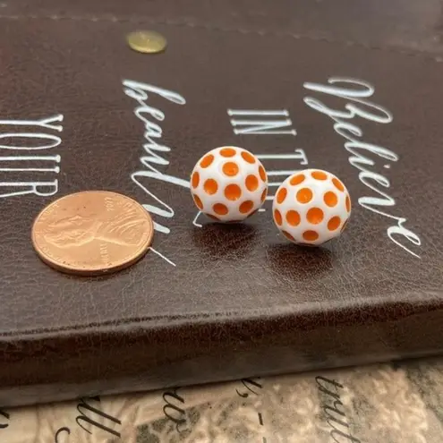 Rare Vintage Red White Polka Dot Earrings