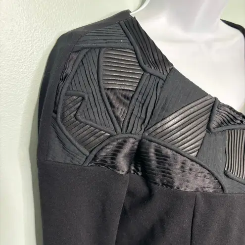 Hugo Boss Kagami Ling Sleeve Shift Black Dress Origami Folded Pleated Collar 6