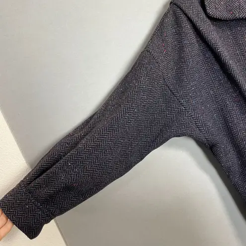 Vintage Wool Coat Tweed Batwing Sleeve Car Coat Women Herringbone Retro Brown