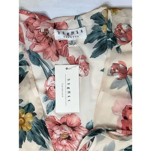 BigHit Fashion Oversized Sheer Kimono Robe Pink Floral Small NWT