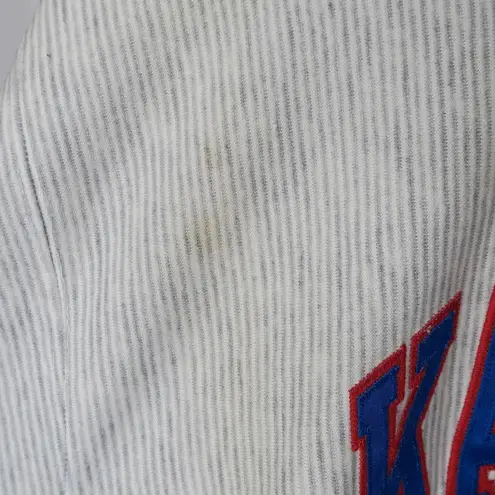 Vintage 90s KU Jayhawks Kansas Gray Pinstripe Sweatshirt Size M