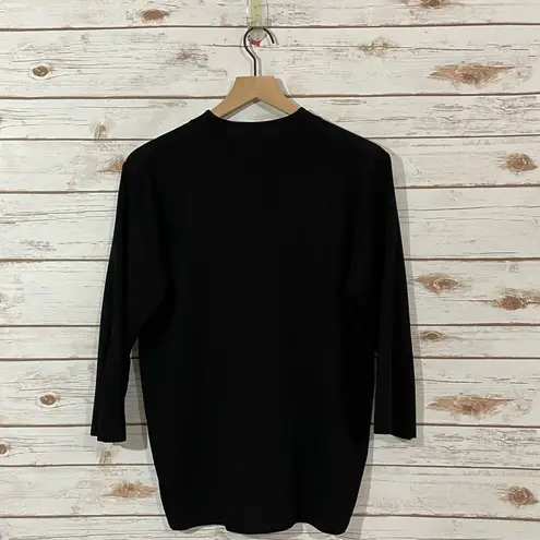 Misook Exclusively Mandarin Collar Knit Top - Black - Medium