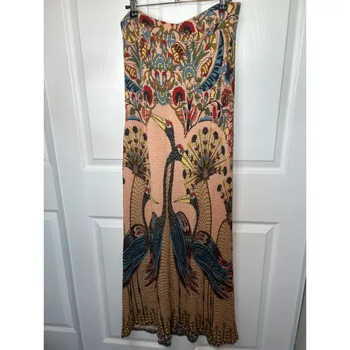 Farm Rio for Anthropologie Peacock Maxi Skirt Floral Bohemian Size Large