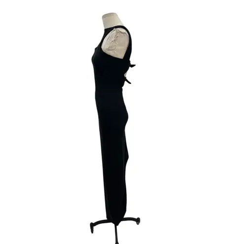Nookie Long Gown Maxi Dress Bodycon Halter Neck Cut Out Tie Black Size Small