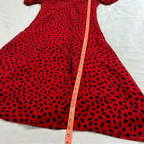 Farrow Women's Medium Claudia Red Dress Button Up Rouched Sleeves