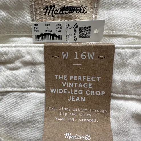 Madewell Jeans The Plus Perfect Vintage Wide-Leg Crop Tile White 16W NWT New