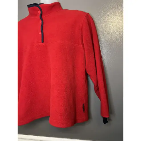 Woolrich Fleece Pullover Womens Medium Red Polartec Snap Mock Neck Outdoor Warm