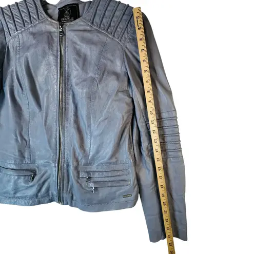 Rino & Pelle Abigail Leather Jacket Women's 40 Lavender Moto Zip Lambskin READ Purple Size M