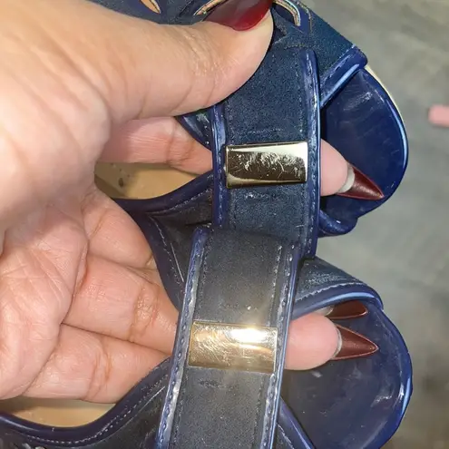 Rosso Brunello Italian Leather Navy Peep