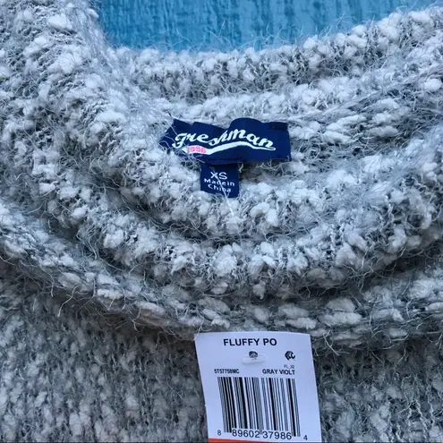 NWT Freshman Grey Off The Shoulder Long Sleeve Fuzzy Eyelash Sweater XS