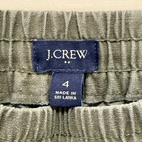 J.Crew Linen Cotton Blend Jogger Pants Drawstring Waist in Olive Green, Size 4 Green