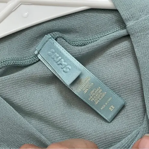 SKIMS Mesh Bodysuit sheer summer short sleeve tshirt womens Blue (size 2x) party