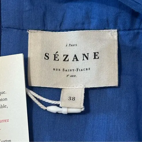 Sézane Sezane NWT Women’s Size 6 Blue Ecru Embroidered Sylvette Tie Back Midi Dress