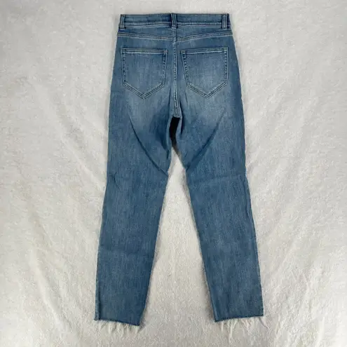 Soho High Waist Straight Jeans Womens 2 Blue Denim Stretch Mid Rise Frayed Hem - Image 6