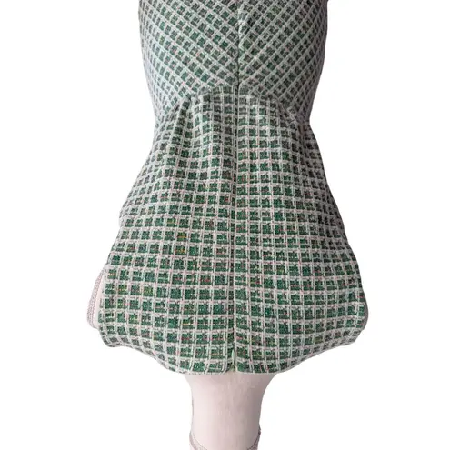 TAYLOR Green Boucle Stretch Drop Waist Ruffle Dress Size 8