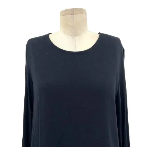 Generation Love Knit Pleated Hem Layered Long Sleeve Sweater Top Black Medium