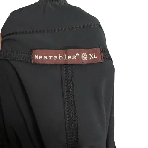 XCVI Wearables Cropped Pants XL Black Ruched Leg Zipper Pockets Drawstring Waist