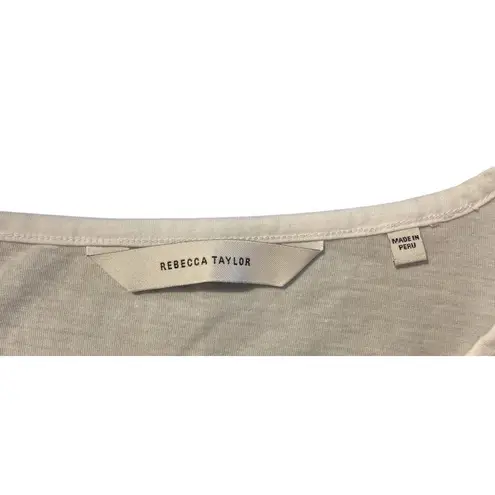 Rebecca Taylor Puff Shoulder Top Women's M Milk Crew Neck Pullover Long Sleeve