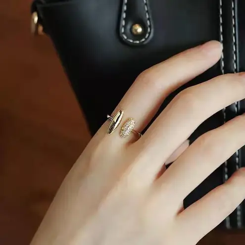 18K Gold Plated Adjustable Open Ring for Women,Statement Ring,Gold Ring