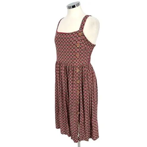 Superfoxx Geometric Print Sleeveless Sun Dress Cross Back Red White Size Large