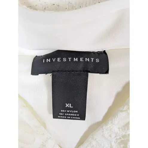 Investments Ivory Lace Bell Sleeve Tunic Top Women's XL