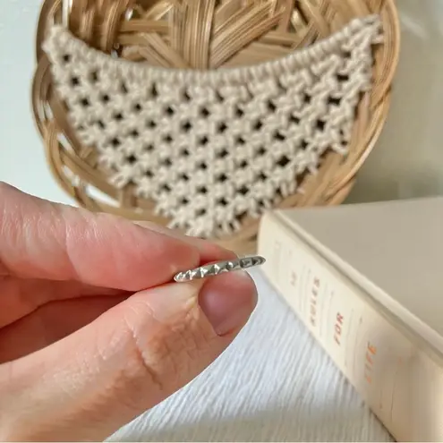 Studded Silver Minimal Band Ring Vintage Grunge Punk Classic Stacking Layering Jewelry