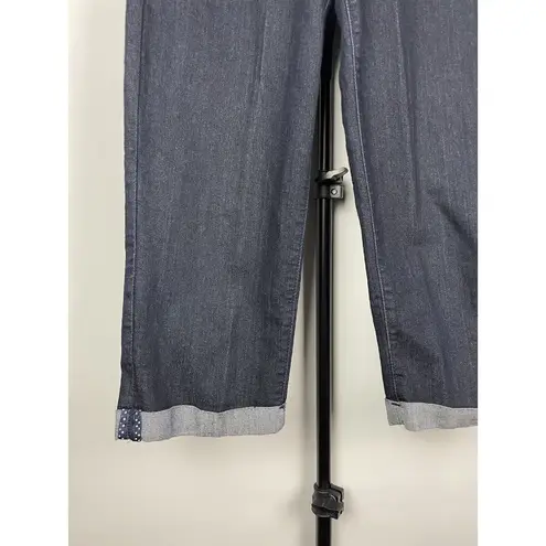 NYDJ Dark Blue Wash Lift Tuck Technology Crop Cuffed Denim Jeans Size 2