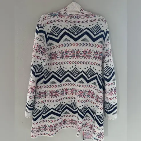 Wanna B Size S/M snowflake patterned Open-Front Cardigan Sweater