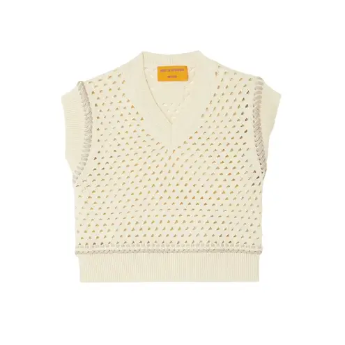Guest In Residence Mesh Crop Vest in Cream Small New Womens Knit Tank Top