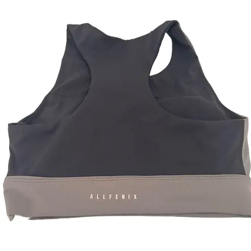 Allfenix Grey & Black Colorblock Halter Sports Bra Size Medium Gray