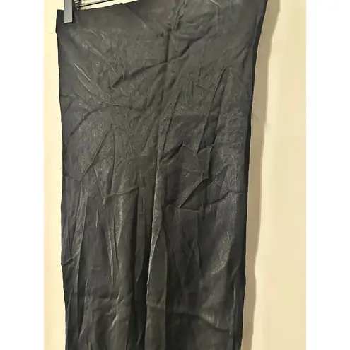 RIPE Maternity Crystal Black Satin Viscose Midi Slip Skirt Size XS