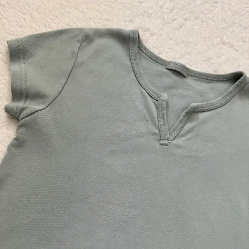 Brandy Melville sage green ashlyn notched t-shirt