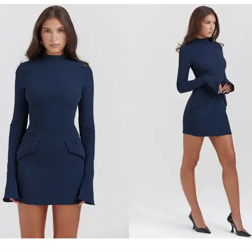 House Of CB  size XS TALLER  'Mahalia' Navy Long Sleeve Mini Dress NWOT