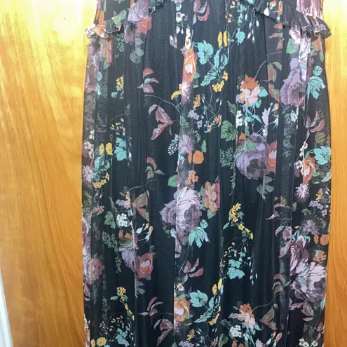 Superfoxx Black Floral Mesh Midi Dress & Slip - Size Medium
