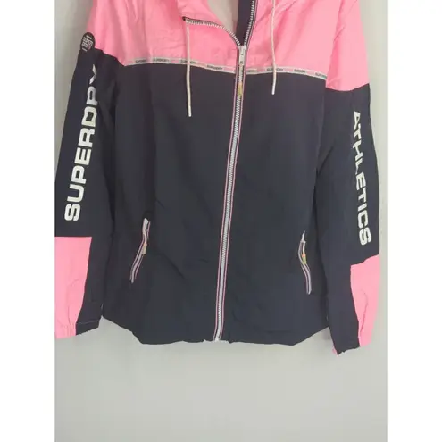 Superdry Colorblock Cagoule Hooded Full Zip Pink Black Women's Size 10