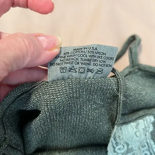 Michael Stars size S green w/green lace trim tank top GUC