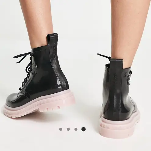 Viktor & Rolf NWT Coturno Combat Boots Faux Leather Black Pastel Pink Barbie 7.5