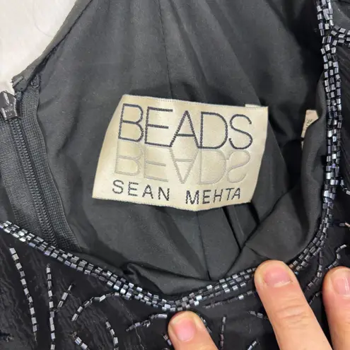 Sean Collection Sean Mehta Beaded Evening Gown Sz S Black 100% Silk Elegant Glam Holiday Gala