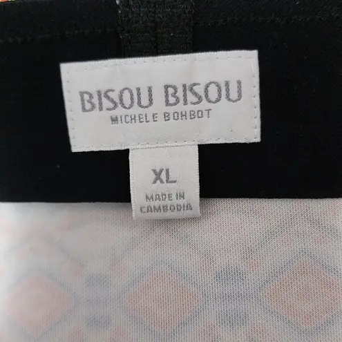 Bisou Bisou Orange Multicolored Aztec Side Slit Scuba Pencil Skirt Size XL