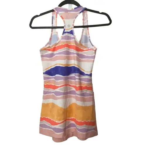 LULULEMON Bleacher Stripe White Iris Cool Racerback Tank Top Women’s PTP 14.5"