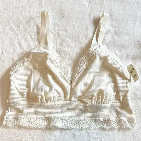 Aerie NWT  Ribbed Eyelash lace Trim Longline Bralette - Size: XL