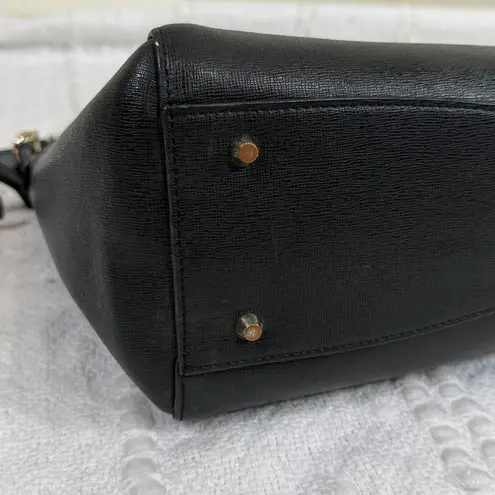 Furla Tessa Onyx Leather Tote with Gold Accents