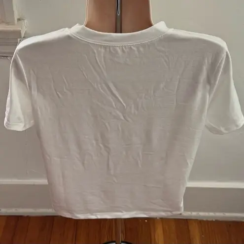 NWOT white graphic martini glass T