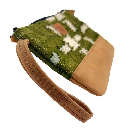 Achiote Guatemalan Goods Wool Full Grain Leather Pouch Green