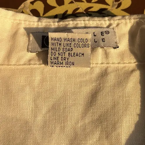 carole little LINEN BLOUSE WITH BLACK DETAIL SZ: M