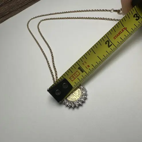 Jesus Loves Me This I Know Rhinestone Pendant Gold Tone Necklace Christian