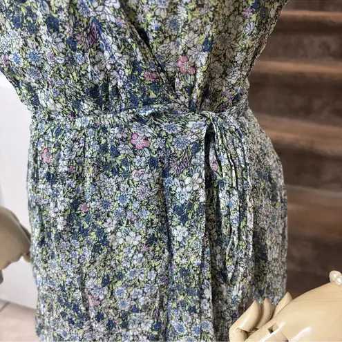 Zadig & Voltaire Wrap Dress Green Betty Mousseline Floral Puff Sz Small / Medium