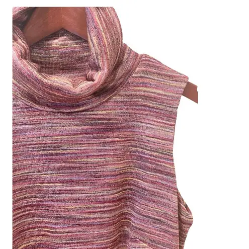 Chetta B Purple Woven Sweater Dress Turtleneck Lined Striped 8