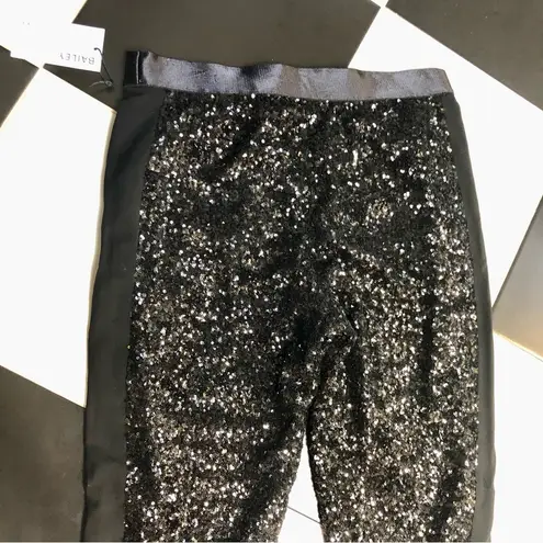 Bailey44 NWT Bailey 44 Coco Sequin Trousers Pants Sparkly Black Satin Ankle Crop Medium